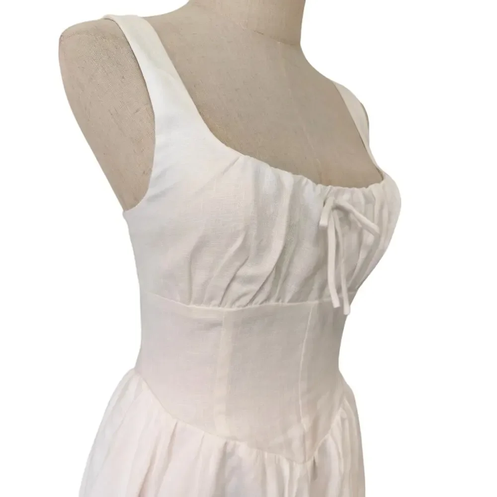 Reformation White Balia Linen Dress US 6 - Picture 7 of 13